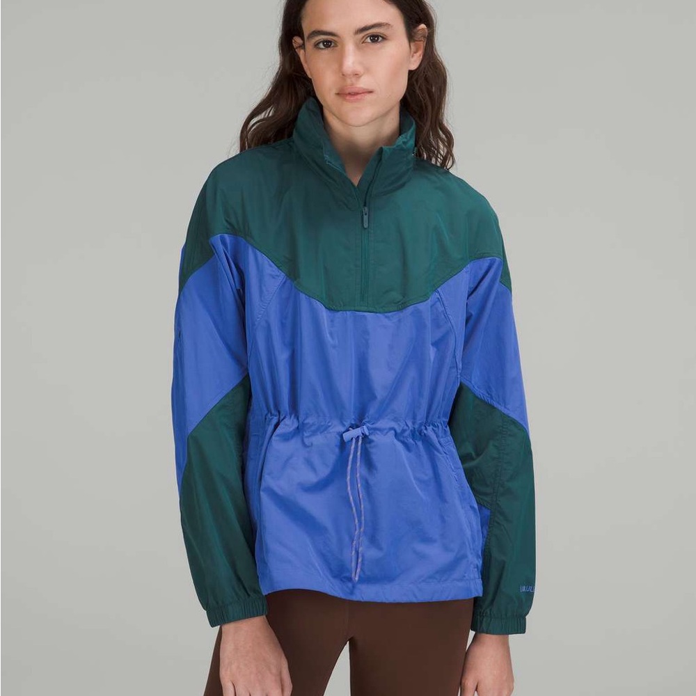 Lululemon Evergreen Anorak Jacket Green Jasper Wild Indigo Size 12